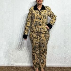 Sharon Young Tan 2-Piece Vintage Pant Set Sz 6/8